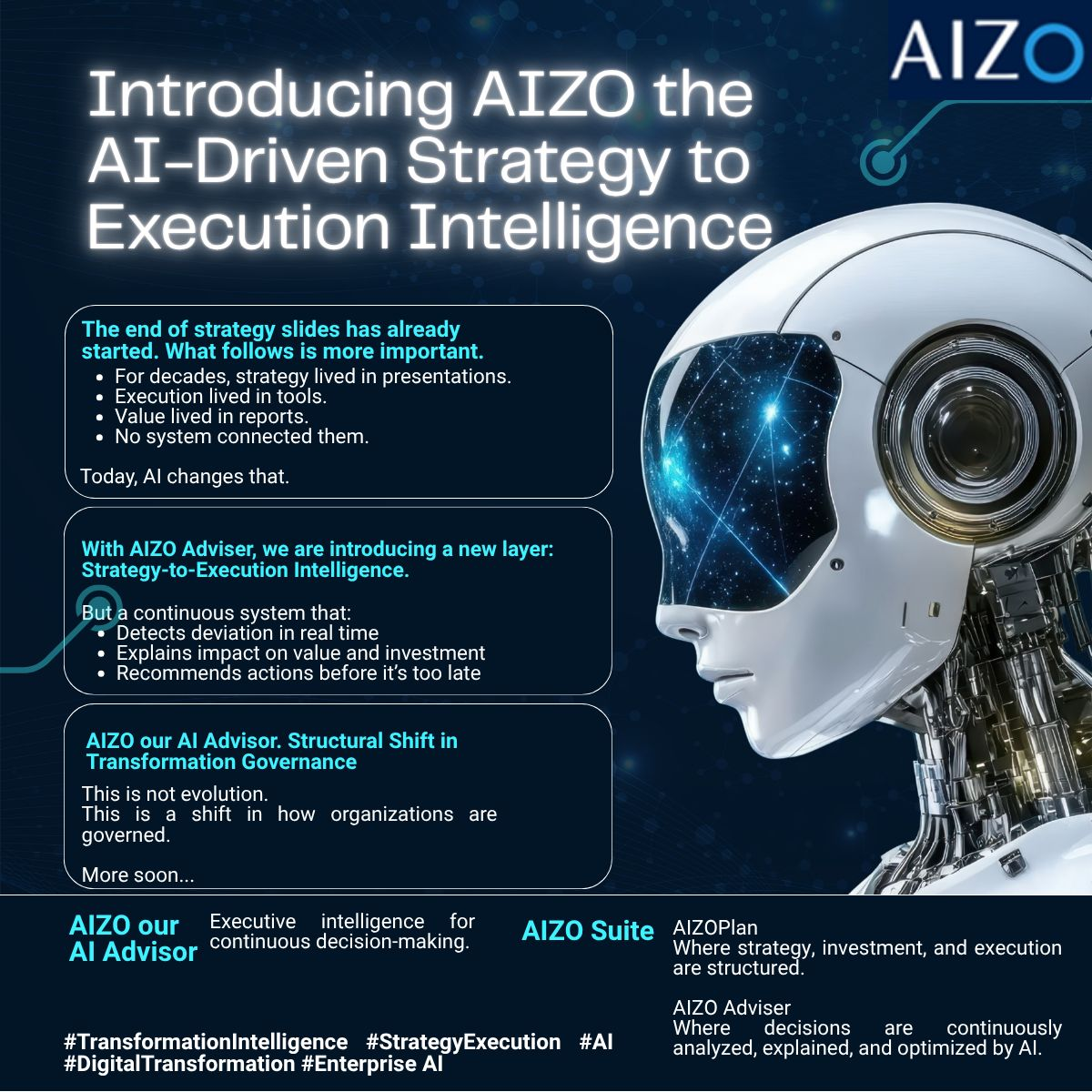 AI robot head with digital neural network visualization